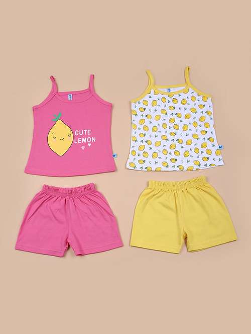 kids pack of 2 printed t-shirt and short set - 21609375 - Standard Image - 0