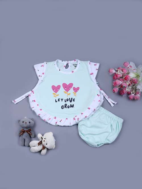 girls printed top with bloomer twin set - 21609418 - Standard Image - 0