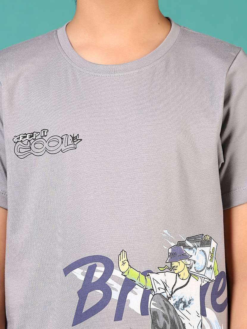 boys placement print round neck t-shirt - 21609420 -  Standard Image - 5
