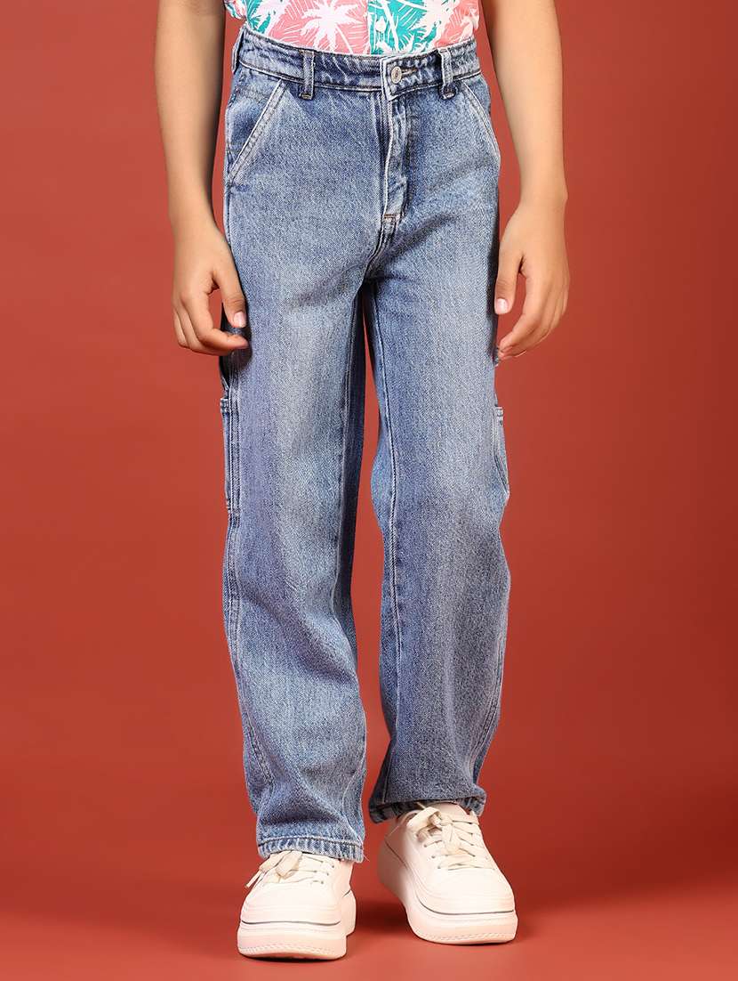 boys solid mid rise relaxed fit jean