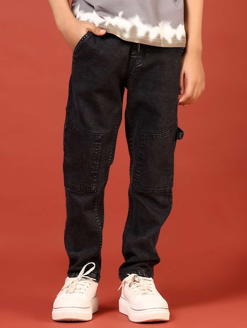 boys solid mid rise relaxed fit jean