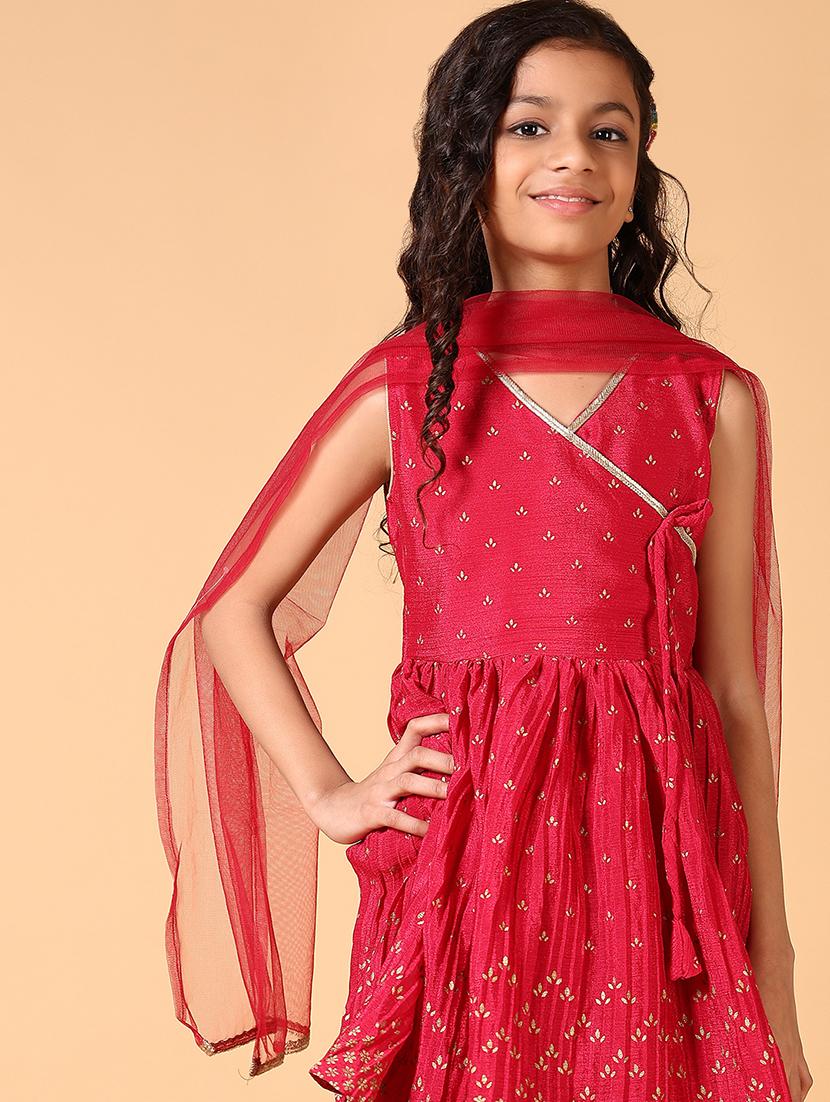 girls printed kurta sharara set with dupatta - 21609633 - Standard Image - 3