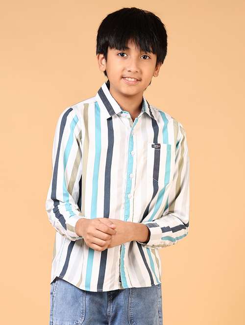 boys striped long sleeves collared shirt - 21609637 - Standard Image - 0