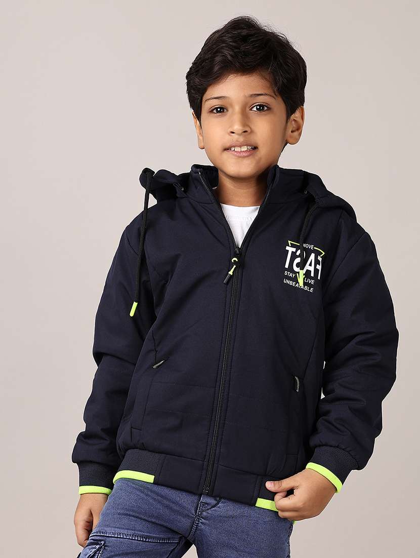 kids long sleeves placement print regular jacket