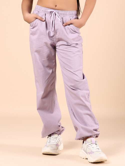 girls plain mid rise jogger
