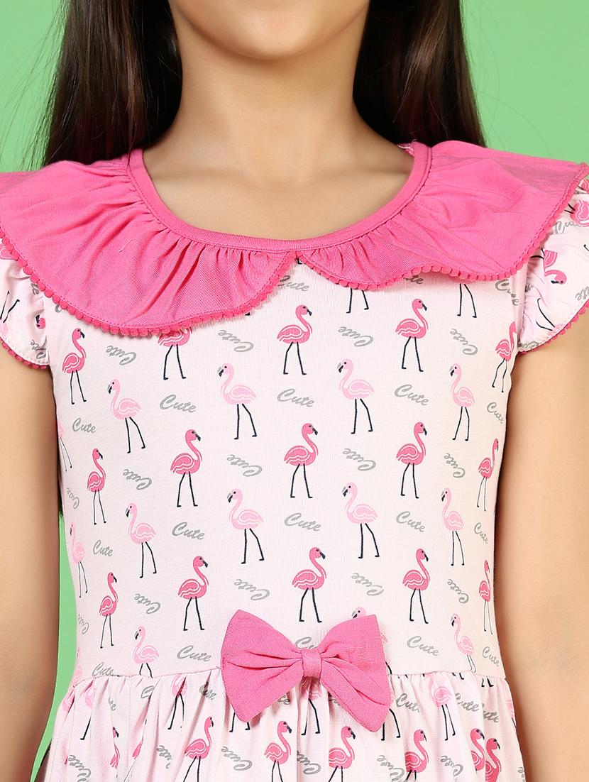 girls printed round neck frock - 21609702 - Standard Image - 5