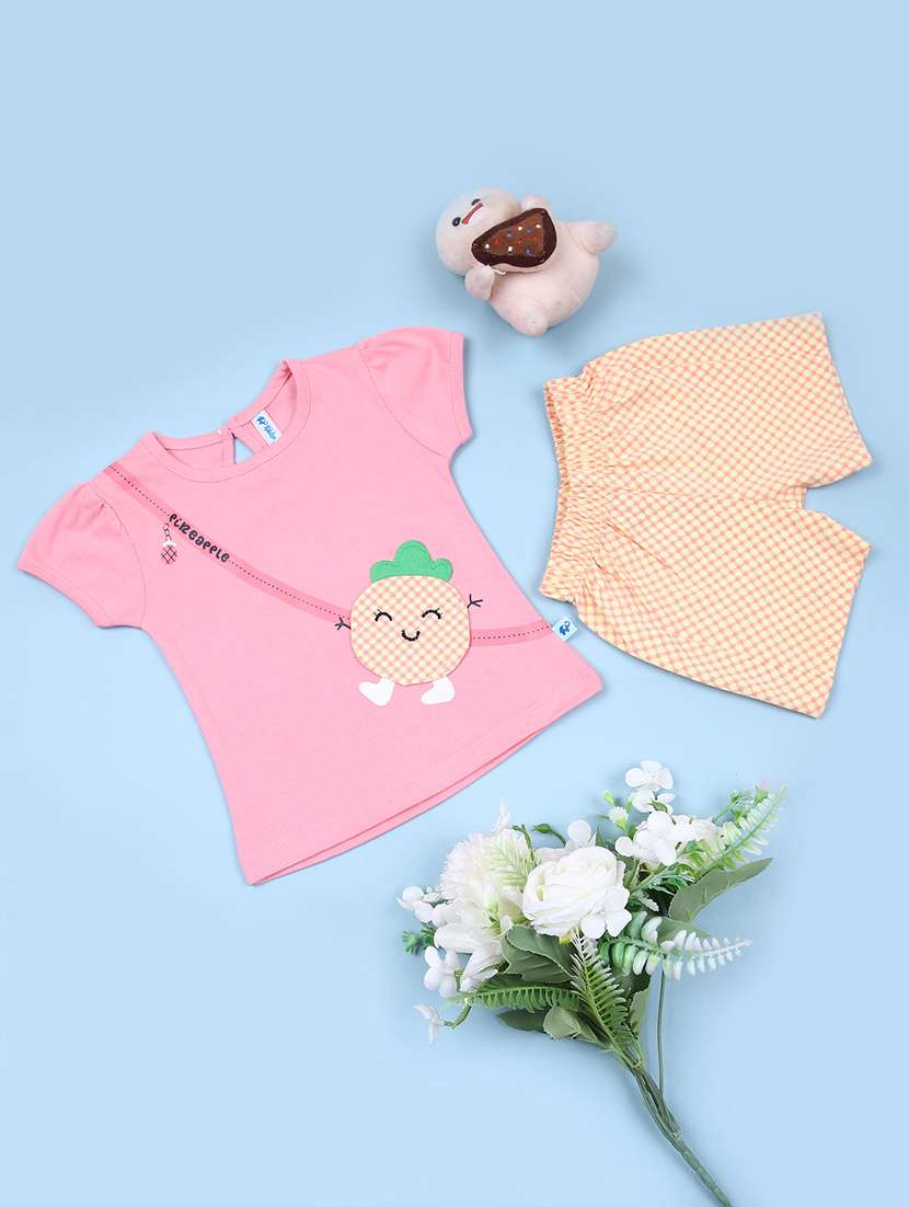 girls printed short & top set co-ord set