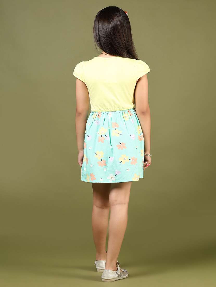 girls color blocked round neck frock - 21609844 - Standard Image - 3