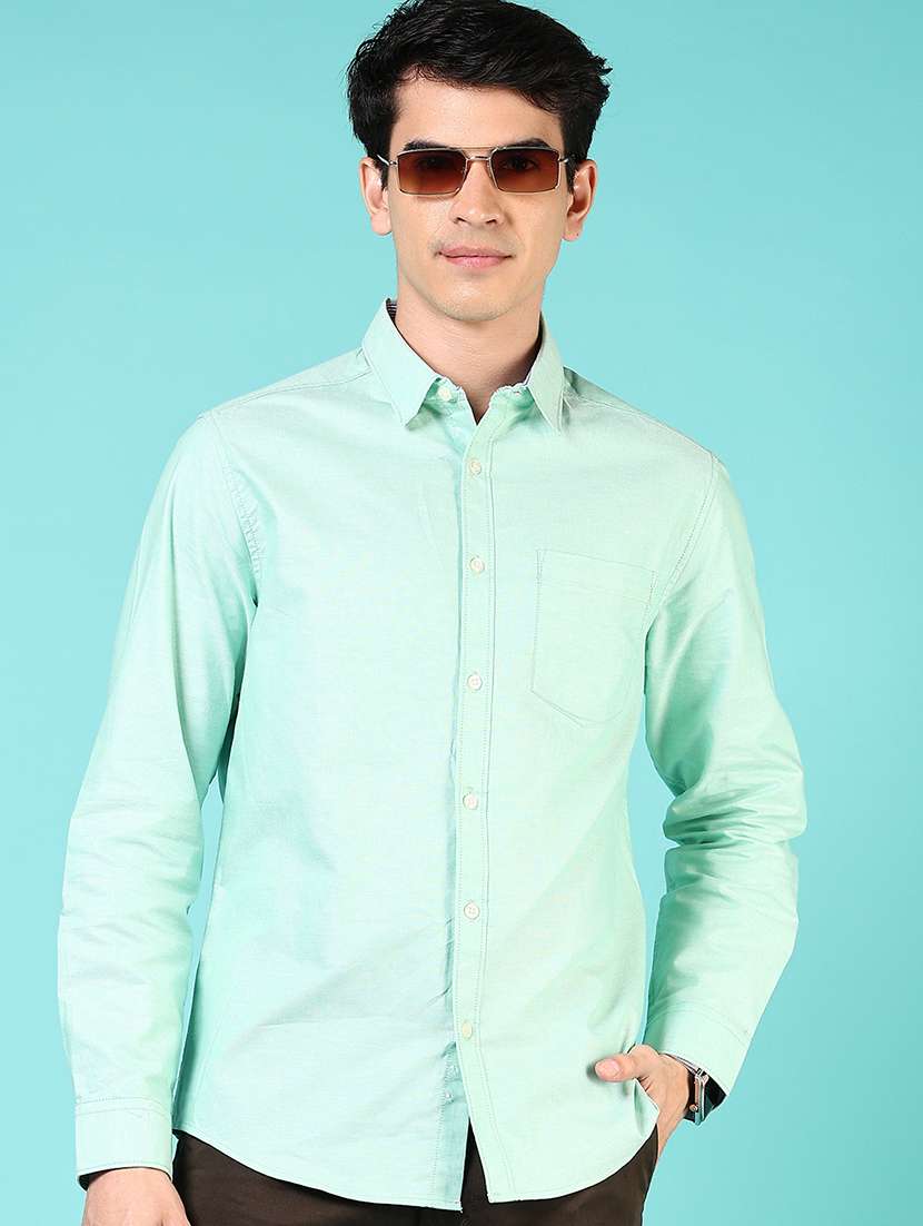 men solid collared long sleeve casual shirt - 21609861 -  Zoom Image - 0