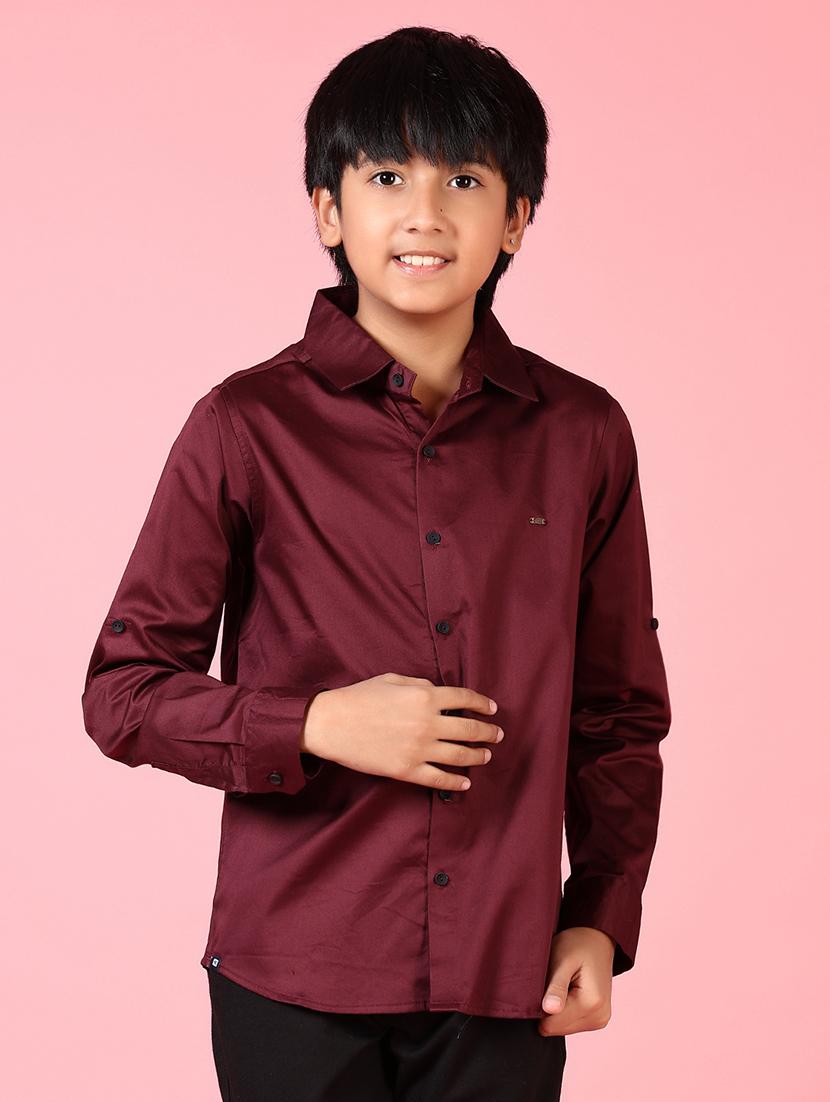 boys long sleeves solid shirt - 21609869 -  Zoom Image - 0