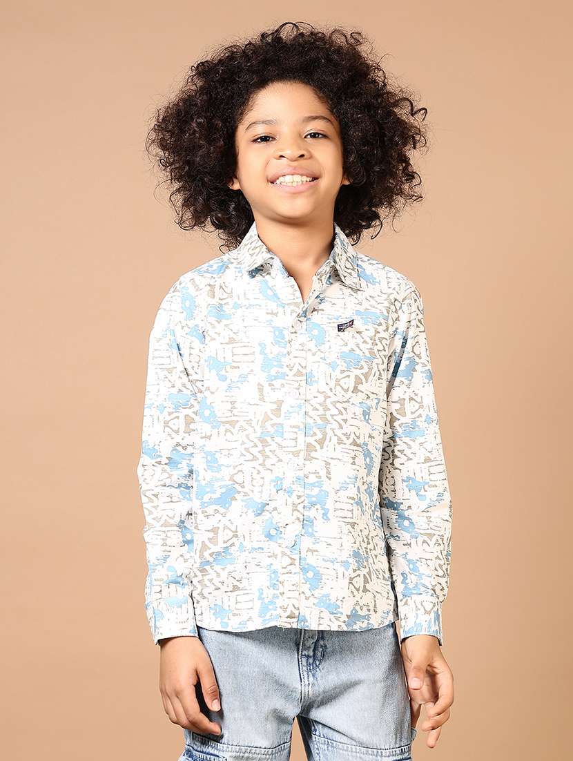 boys printed collared long sleeves shirt - 21609881 -  Zoom Image - 0