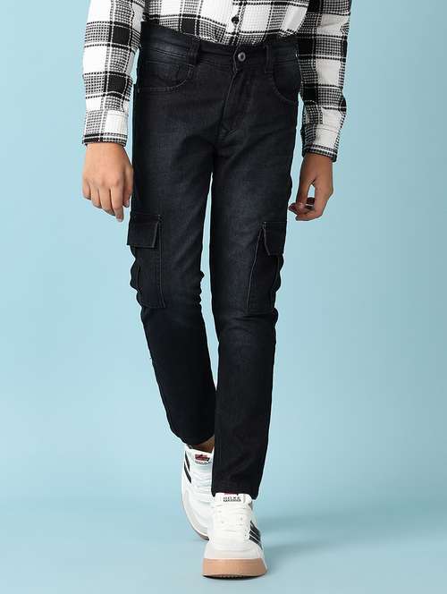 boys plain mid rise cargo - 21609895 - Standard Image - 0