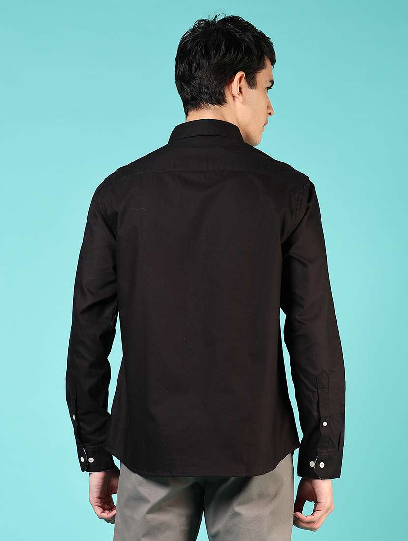 men solid collared long sleeve casual shirt - 21609917 - Standard Image - 3