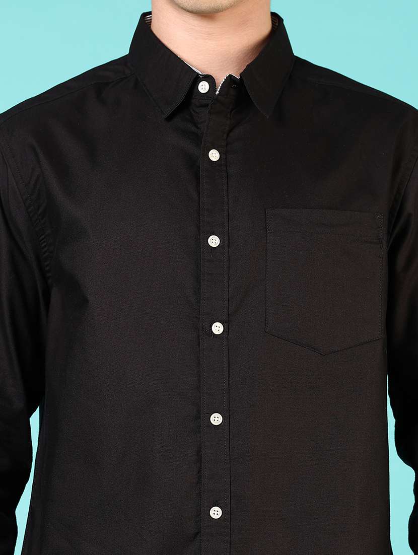 men solid collared long sleeve casual shirt - 21609917 - Standard Image - 5