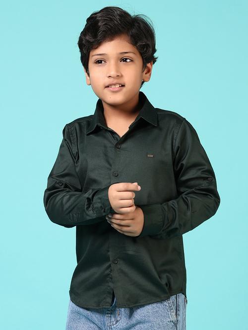 boys solid collared long sleeves shirt - 21609925 - Standard Image - 0