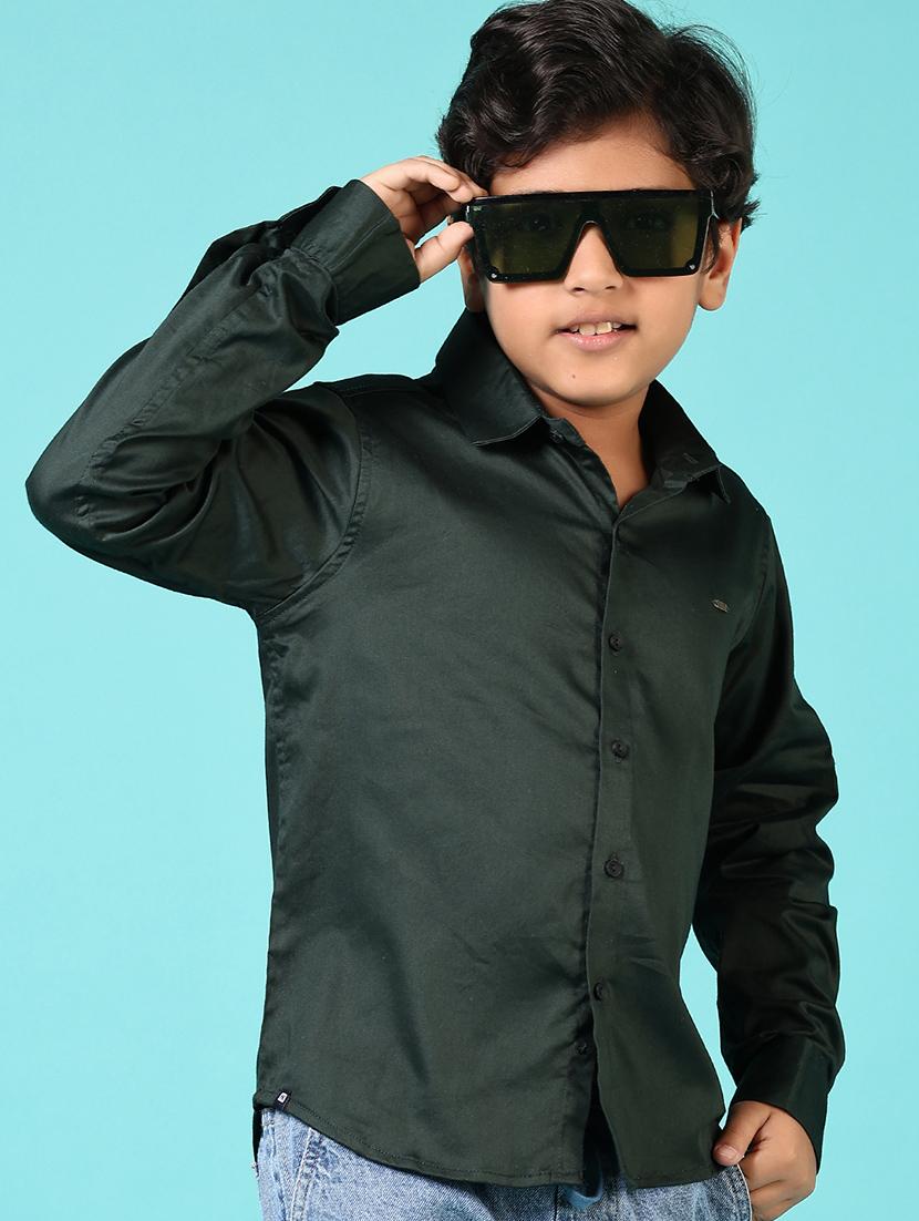 boys solid collared long sleeves shirt - 21609925 - Standard Image - 3