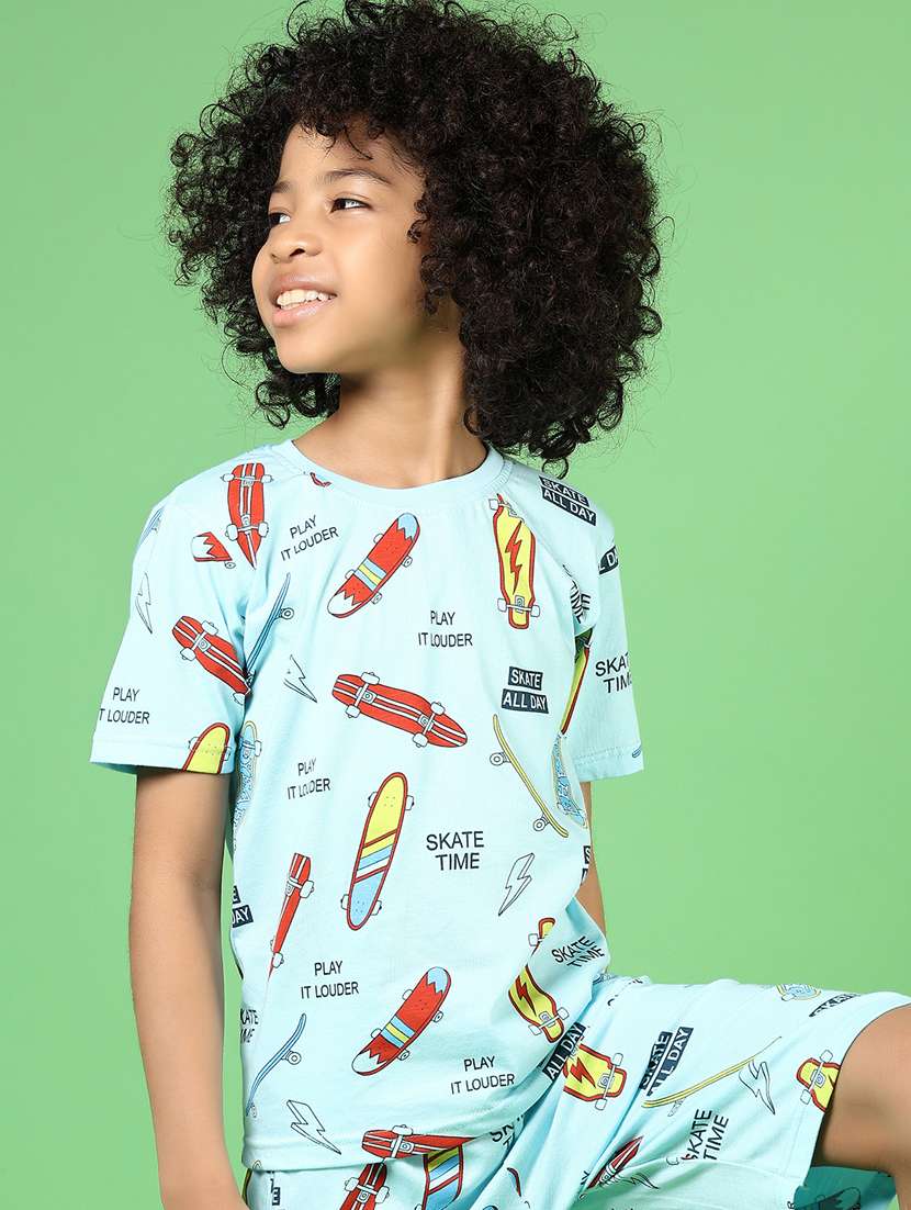 boys printed t-shirt & shorts co-ords set