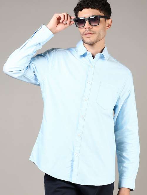 men solid collared long sleeve casual shirt - 21610051 -  Standard Image - 0