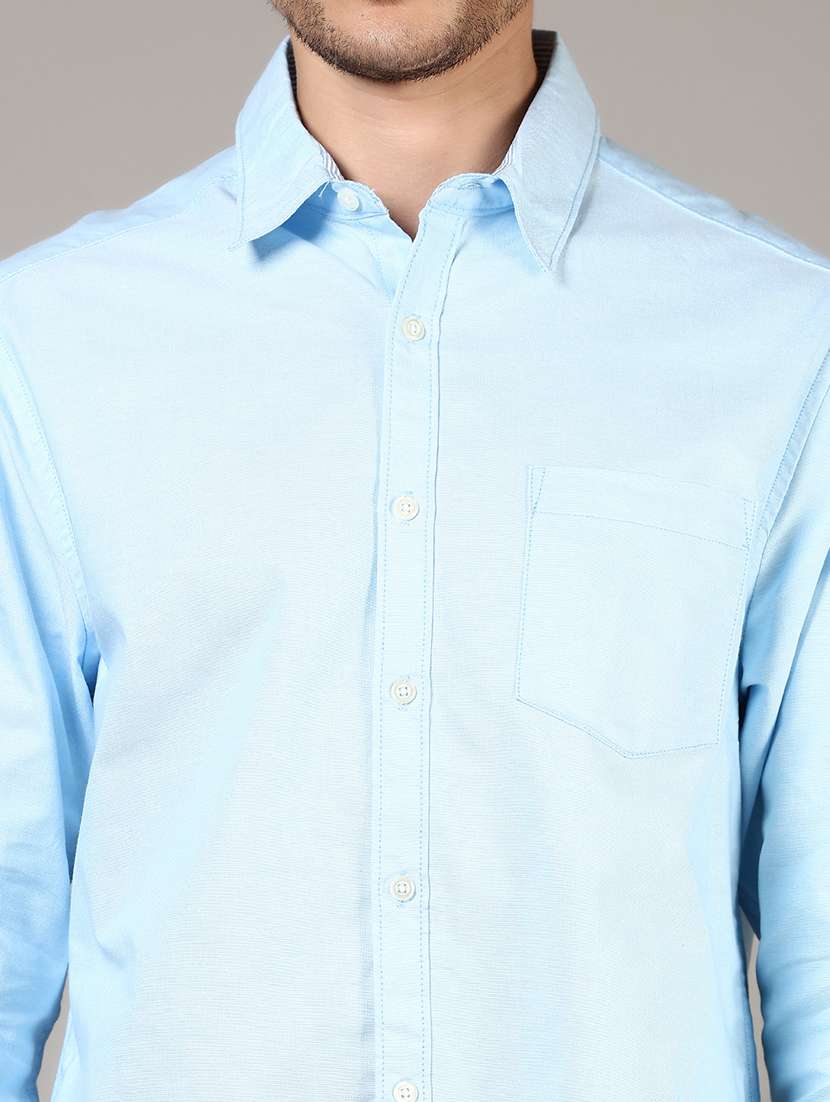 men solid collared long sleeve casual shirt - 21610051 -  Standard Image - 5