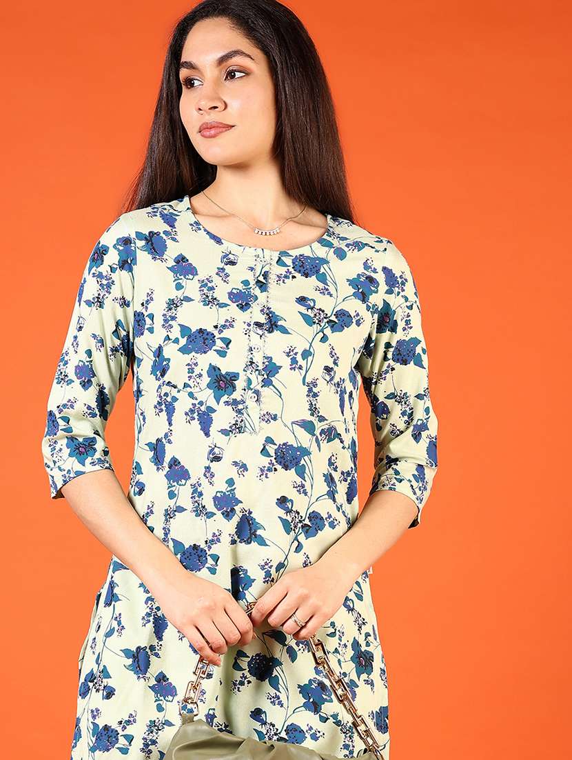 women three quarter sleeve straight kurta - 21610073 -  Standard Image - 3