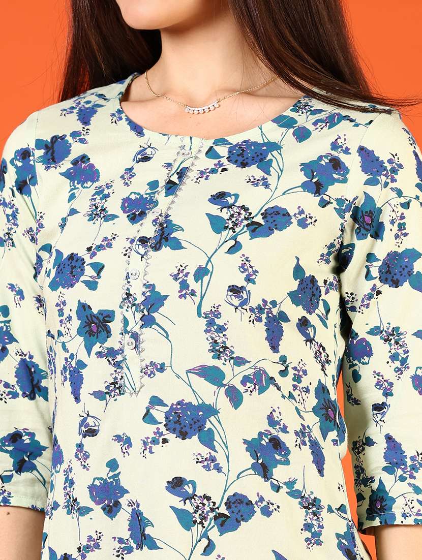 women three quarter sleeve straight kurta - 21610073 -  Standard Image - 5