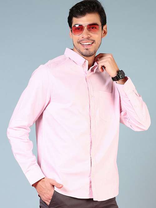 men solid collared long sleeve casual shirt - 21610078 -  Standard Image - 0