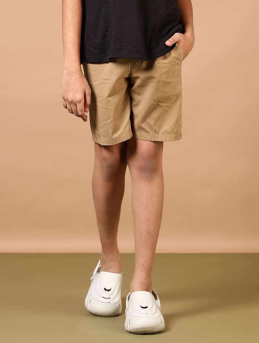 boys solid mid rise casual shorts - 21610104 - Standard Image - 3