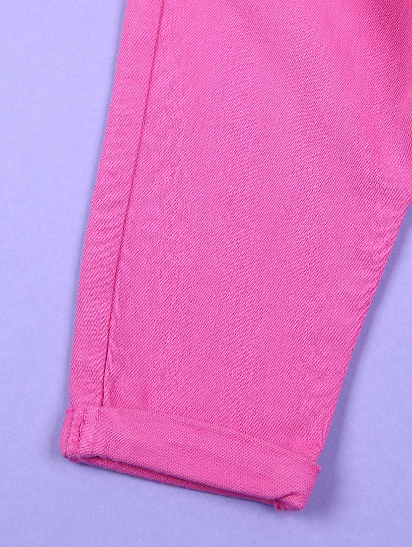 kids pink solid plain jean - 21610168 - Standard Image - 3