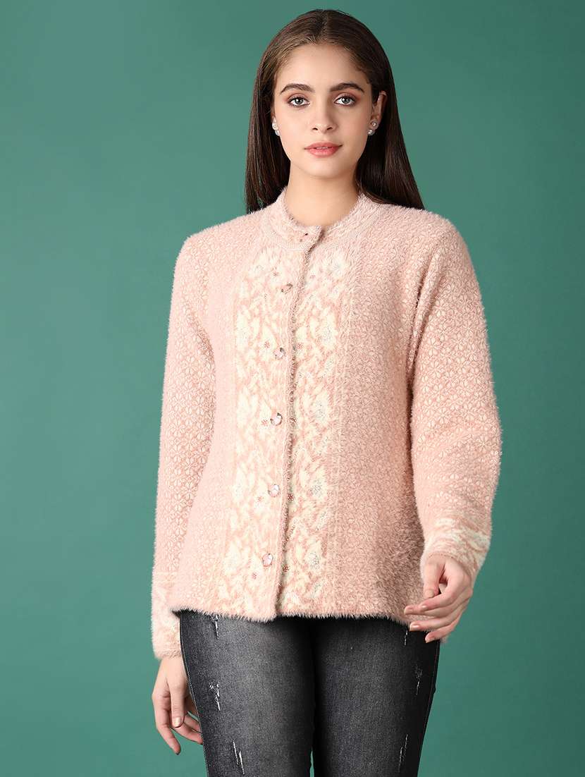 women self designed long sleeve cardigan