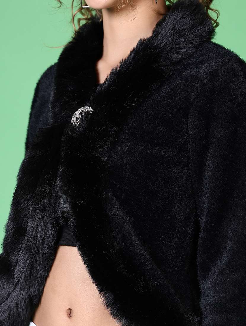 women black solid long sleeve shrug - 21610200 -  Standard Image - 5