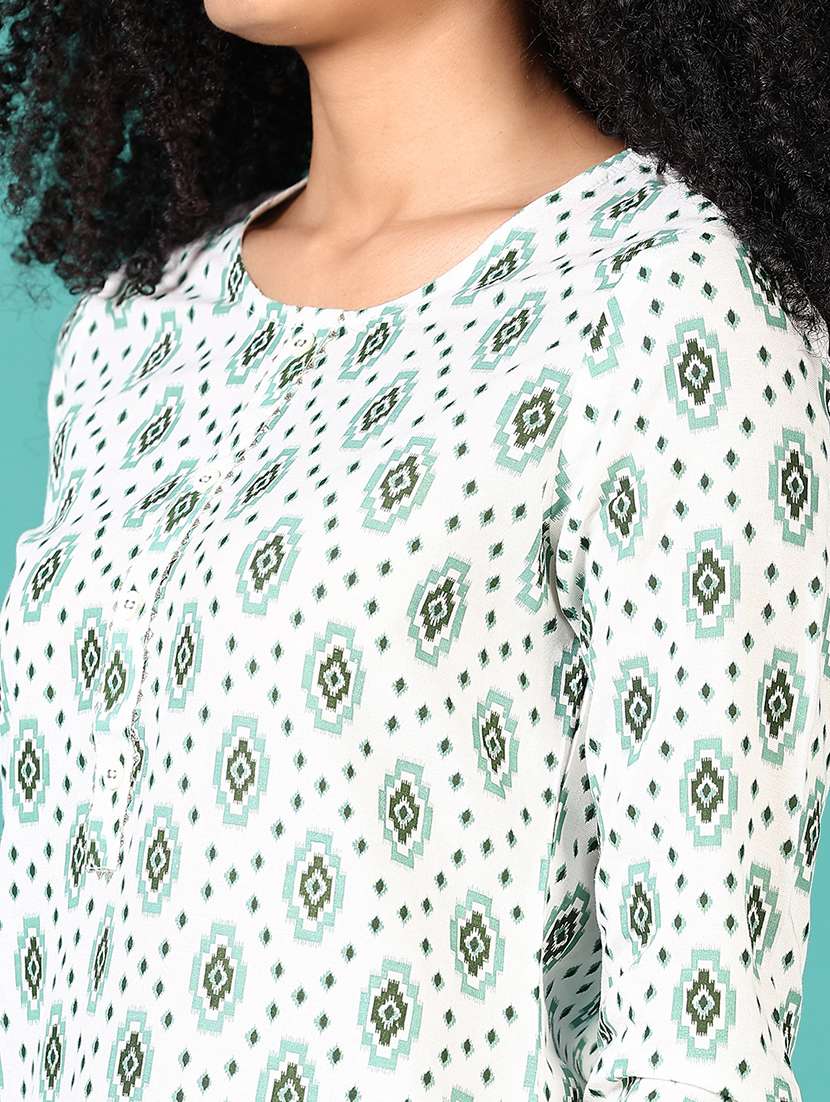 women printed round neck straight kurta - 21610228 -  Standard Image - 5