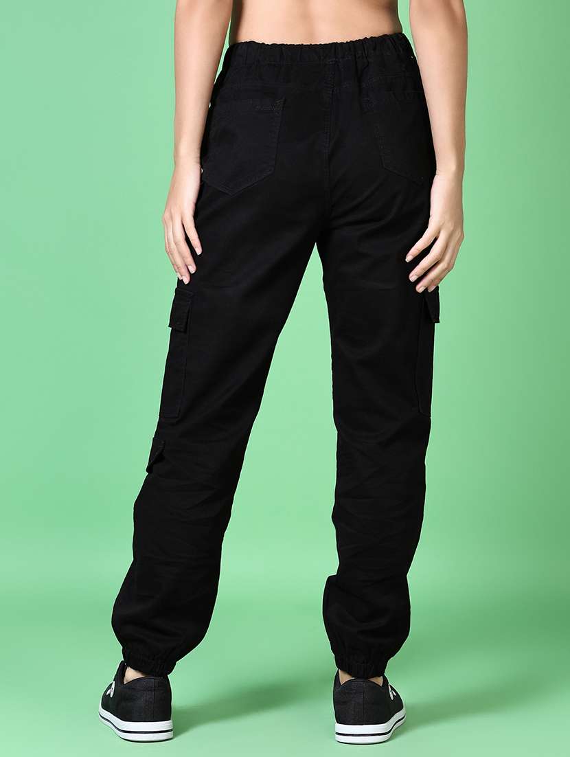 women solid mid rise cargo - 21610276 -  Standard Image - 3