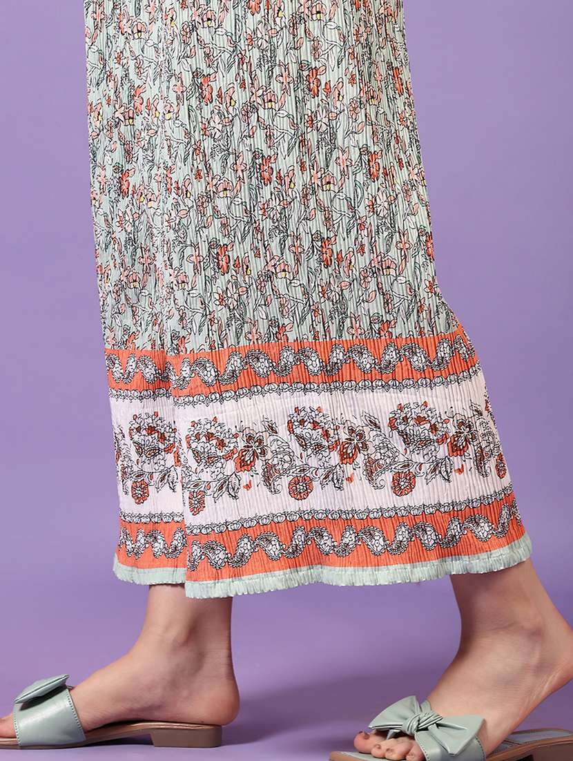 printed cotton blend trouser wide leg - 21610287 -  Standard Image - 5