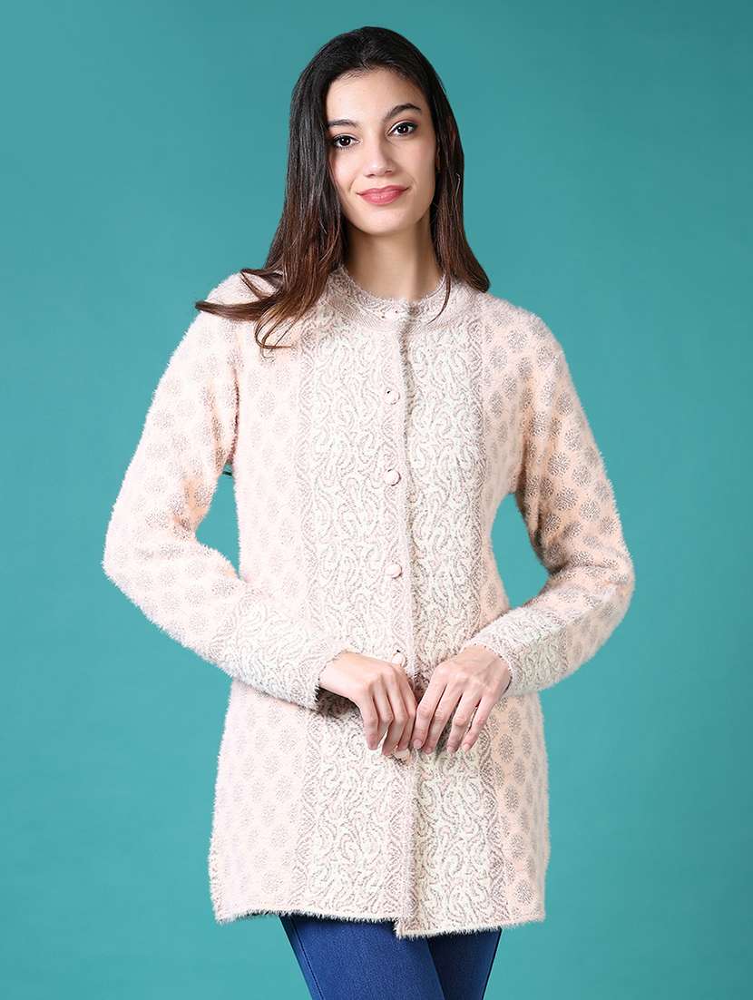 women self design long sleeve cardigan