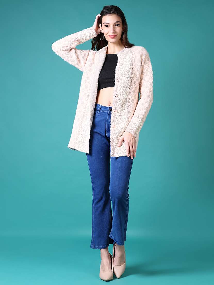 women self design long sleeve cardigan - 21610373 -  Standard Image - 3