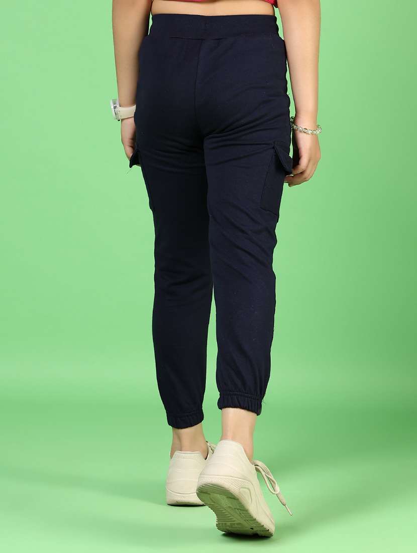 girls solid mid rise cargo jogger - 21610466 -  Standard Image - 3