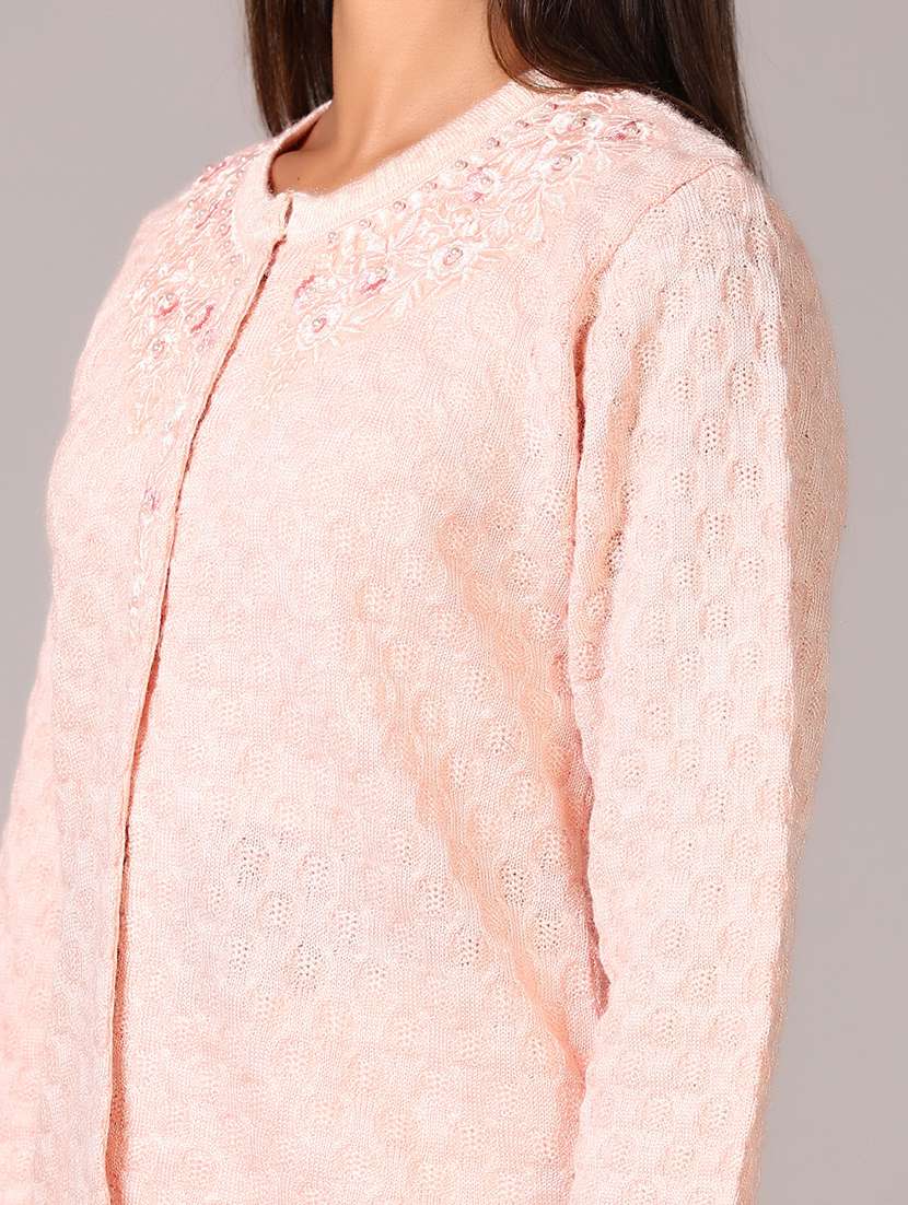 women self design long sleeve cardigan - 21610540 - Standard Image - 3