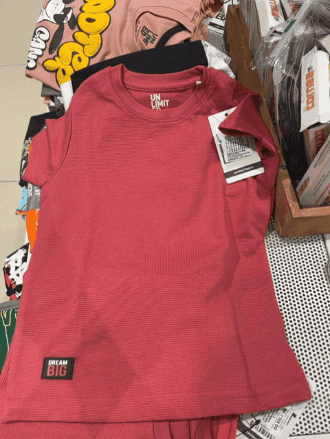 coral pc waffle knit tshirt - 21610666 -  Zoom Image - 0