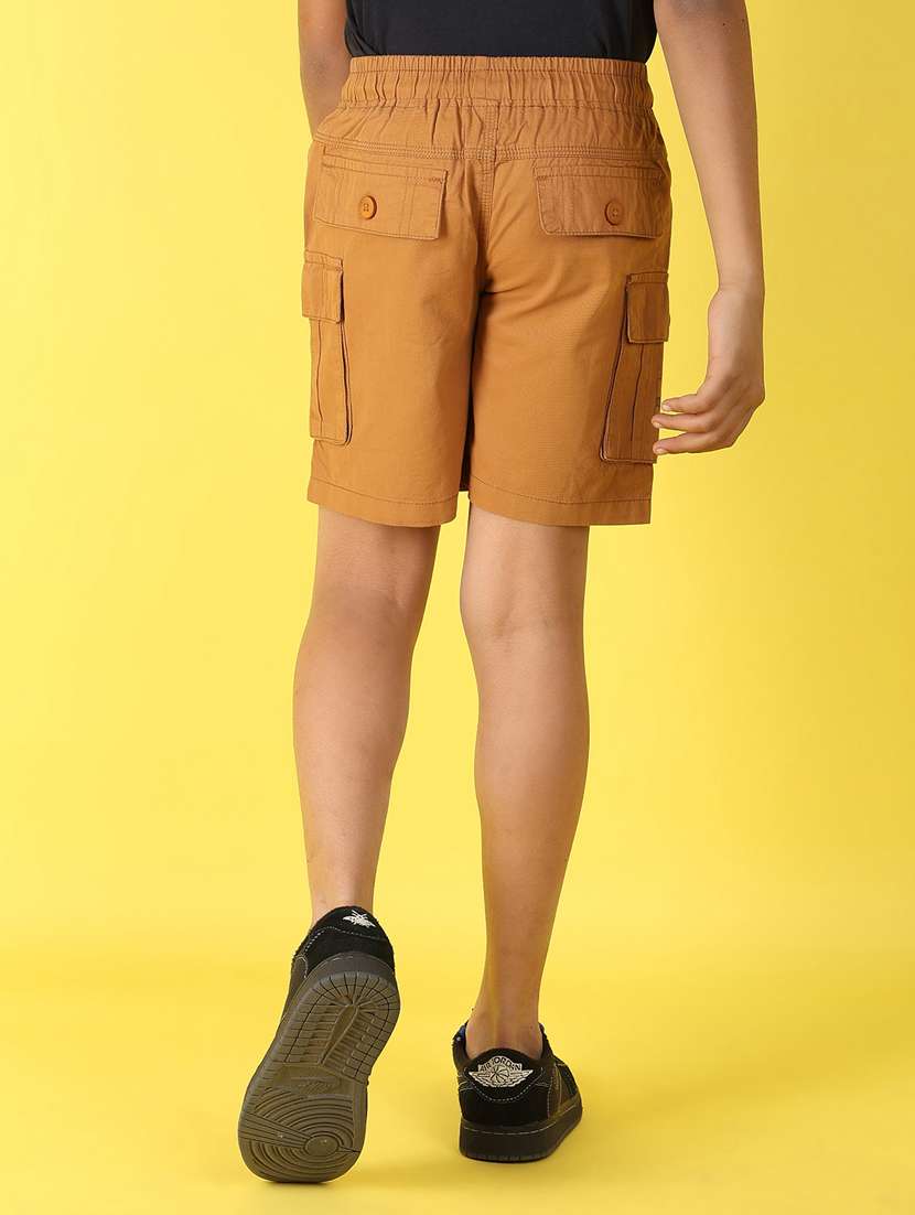 boys solid mid rise cargo shorts - 21610671 - Standard Image - 3