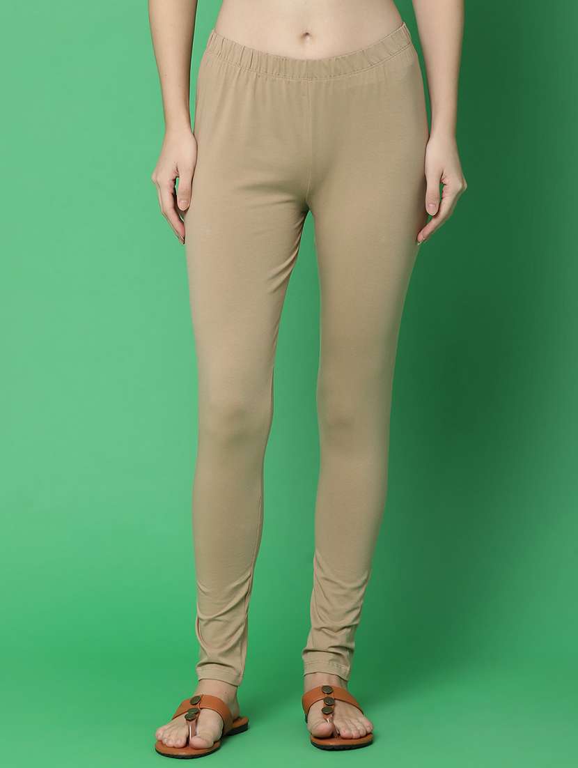 women solid mid rise ankle length leggings
