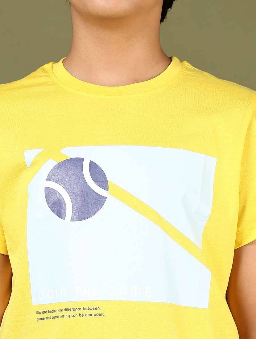boys yellow chest print round neck t-shirt - 21611016 -  Standard Image - 5