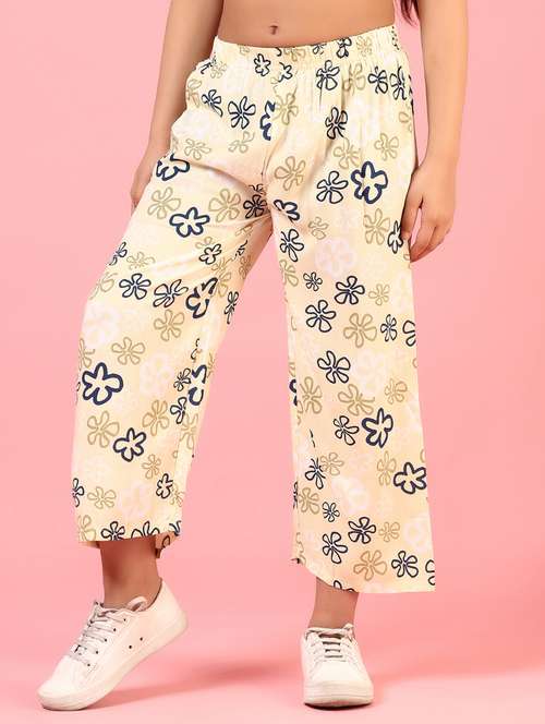 girls printed mid rise palazzo trouser - 21611104 -  Standard Image - 0