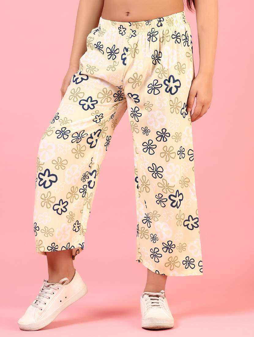 girls printed mid rise palazzo trouser