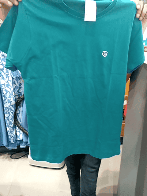 teal cotton single jersey tshirt - 21611106 - Zoom Image - 0
