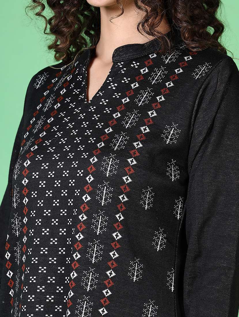 women self design long sleeve kurta - 21611218 -  Standard Image - 5
