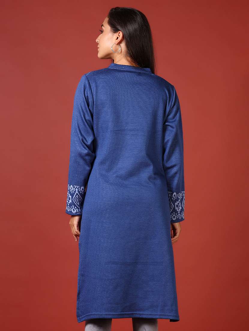 women self designed mandarin neck woolen kurti - 21611219 -  Standard Image - 3