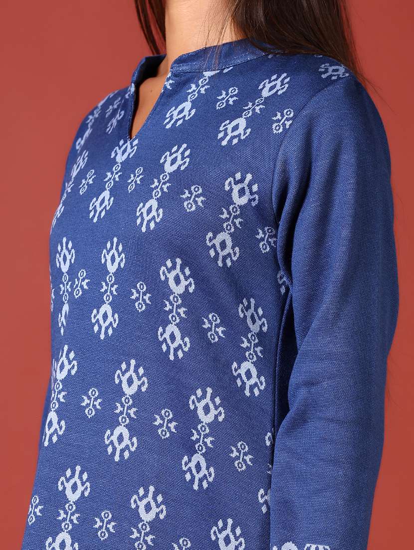 women self designed mandarin neck woolen kurti - 21611219 -  Standard Image - 5