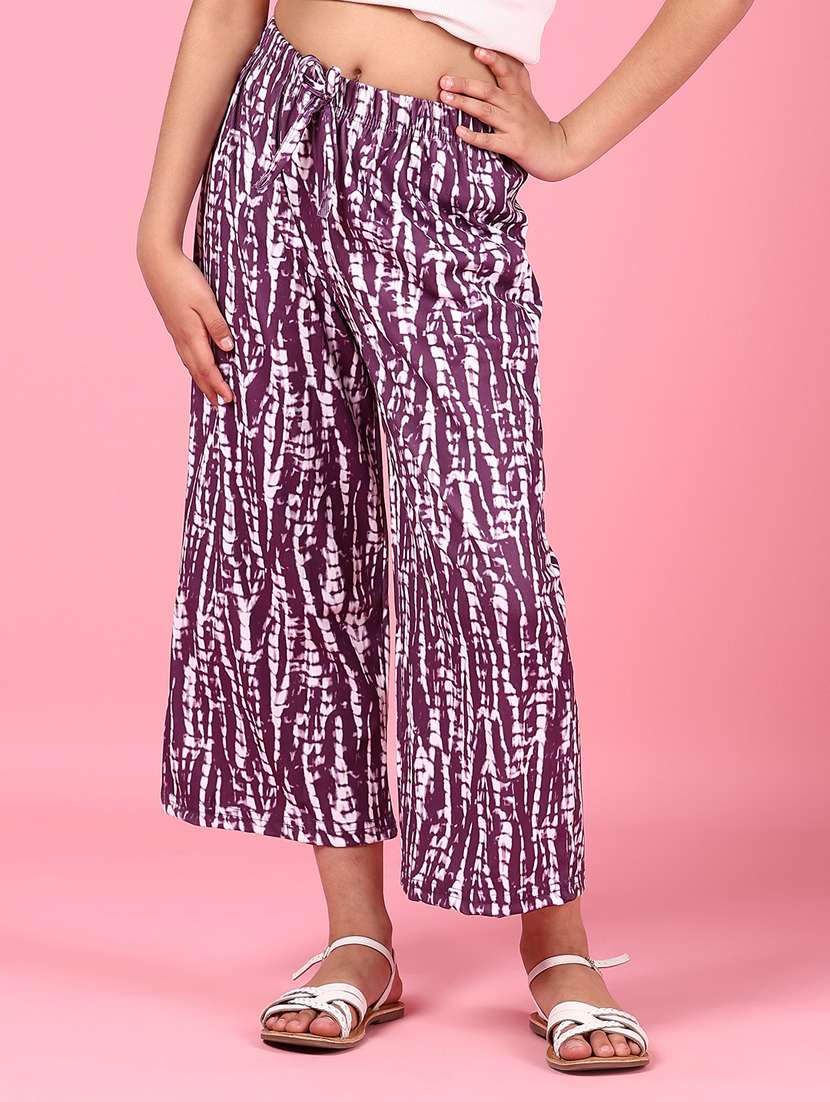 girls printed mid rise palazzo trouser - 21611229 -  Zoom Image - 0