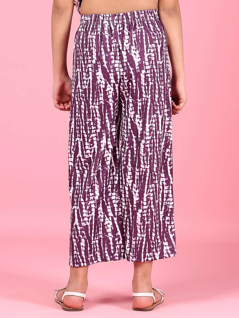 girls printed mid rise palazzo trouser - 21611229 - Standard Image - 3