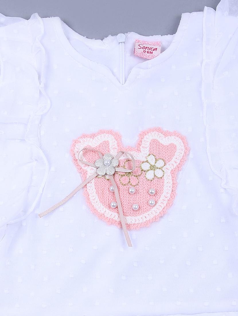 girls white self design skirt top set - 21611365 - Standard Image - 3